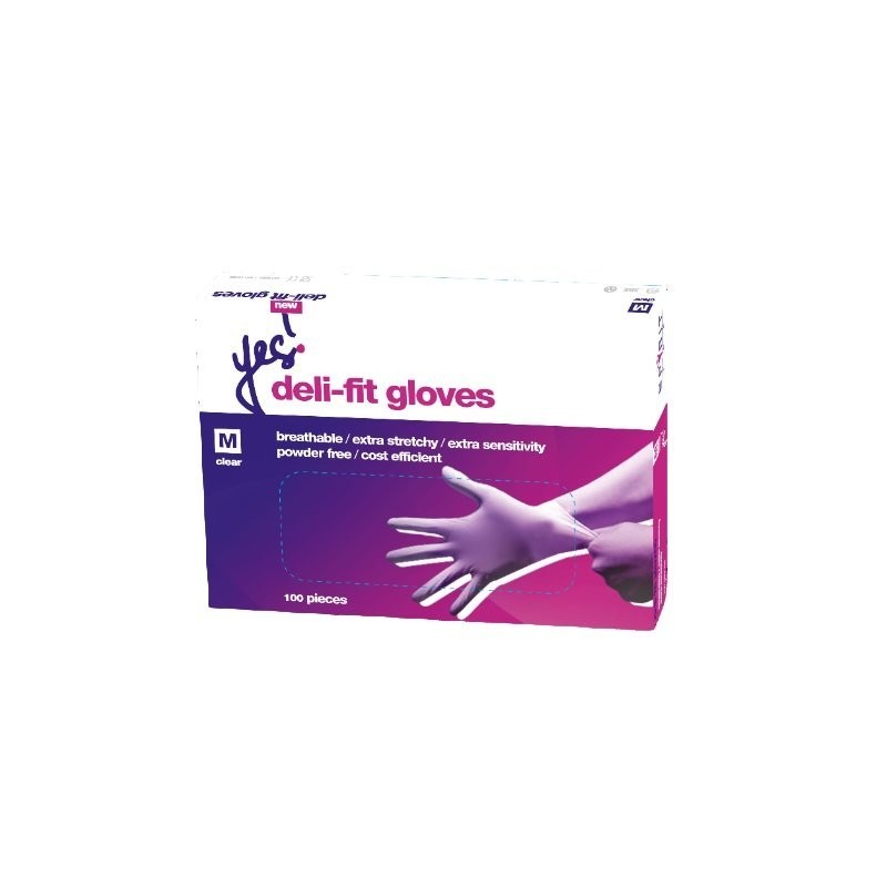 Deli fit glove PF clear Med (20 x 100's)