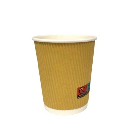 8oz Kraft triple ripple wall paper cups EU LOGO(20x25's)