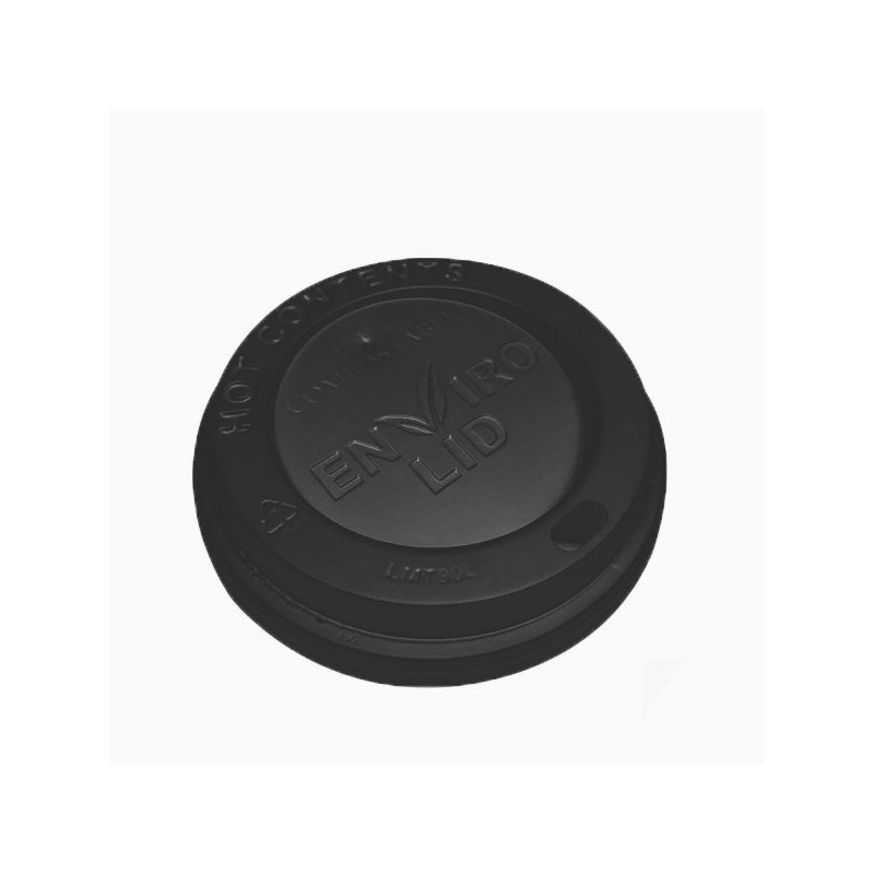 80mm Black CPLA Hot Cup Lids (8oz) (10x100)