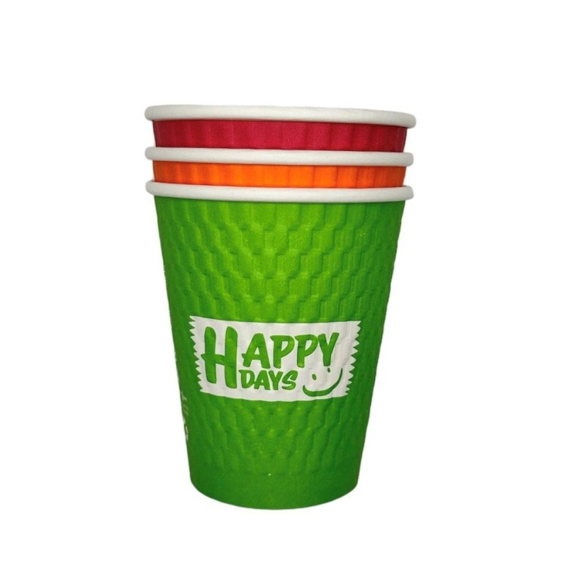 8oz Embossed "Happy Days" DW PE Hot Paper Cups (20x25)