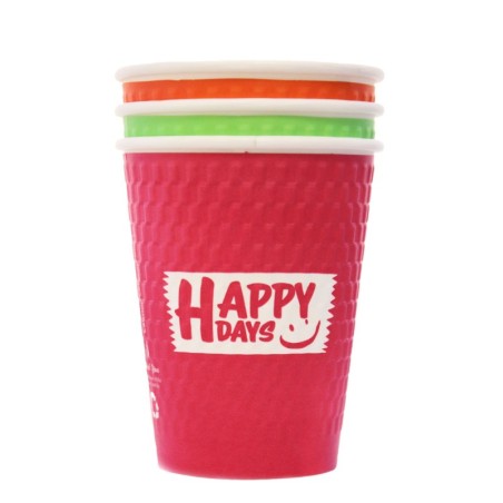 12oz Embossed Happy Days DW PE Hot Paper Cups (20x25)