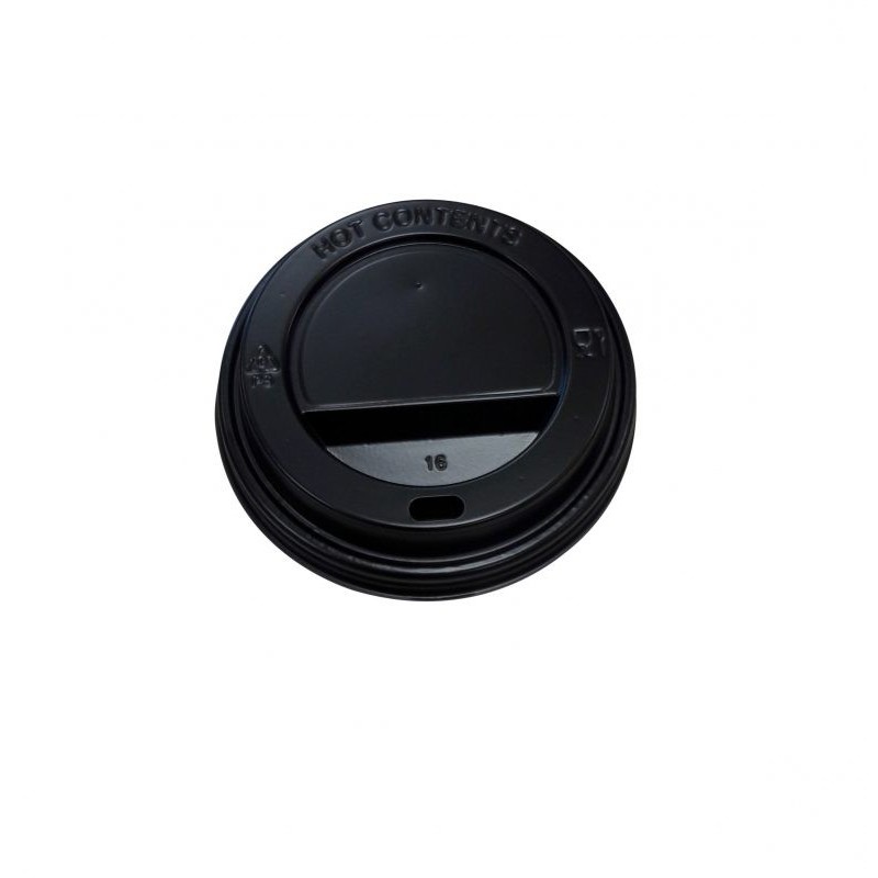 80mm Black Hot Cup Lids - Huh - (8oz) (10x100)