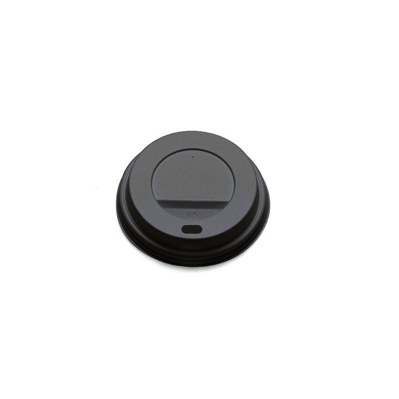 90mm Black Hot Cup Lids - Huh (10/12/16oz ) (10x100)