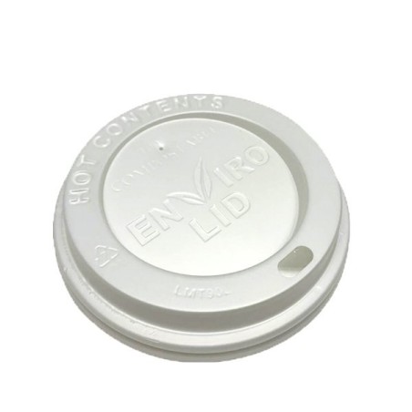 White 12/16oz compostable hot cup lids (10 x 100's)