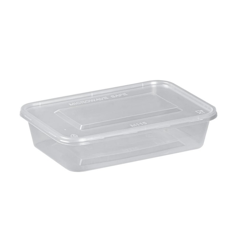 500ml Clear microwavable container and lids-Standard(250)