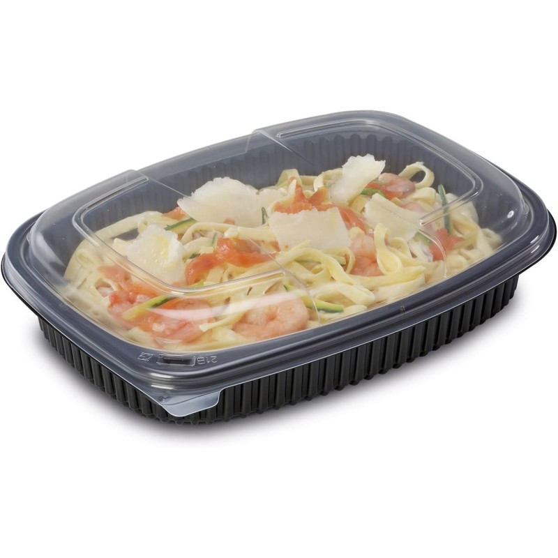 34oz Black 1-Compartment Microwaveable Containers (8x40)