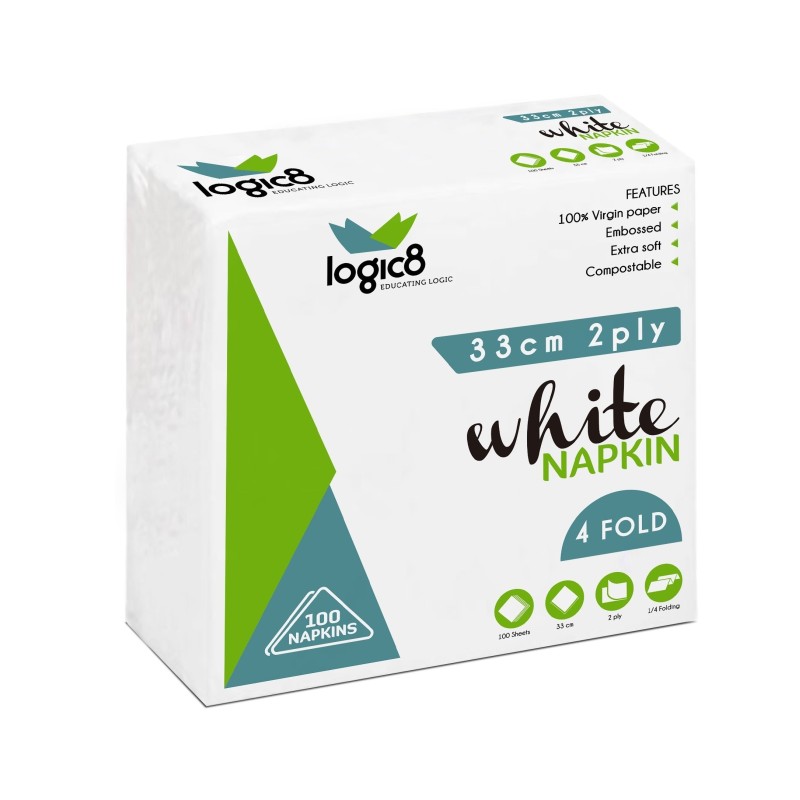 USE 103073 Logic8 33cm 2ply 4 fold White Lunch nap (20x100)