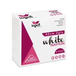 Logic8 40cm 2ply 4fold White napkin (20x100's)