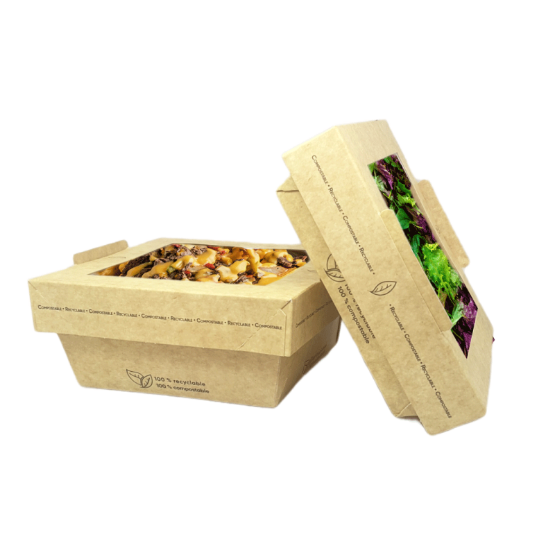 850ml Lunchipak Compostable Windowed Boxes 15x15x4.5 (160)