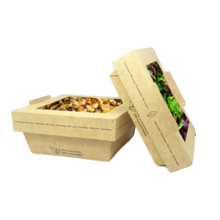 850ml Lunchipak Compostable Windowed Boxes 15x15x4.5 (160)