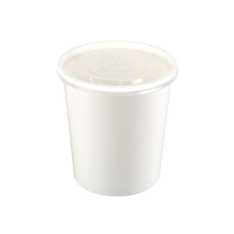 8oz White Spiritpak Soup Container & Plastic Lid Combi (250)
