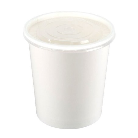8oz White Spiritpak Soup Container & Plastic Lid Combi (250)