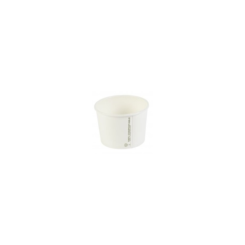 16oz White Compostable PLA Soup Container (20x25)