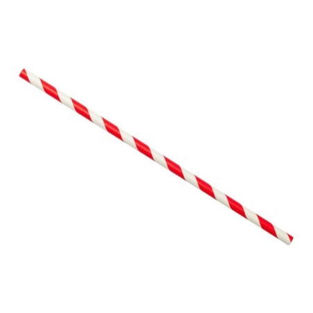 6x197mm, 3ply, Greenspirit Paper Straws Red Stripes (50x100)