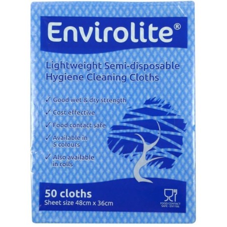 Envirolite Folded Cleaning Cloths Blue (10x50)