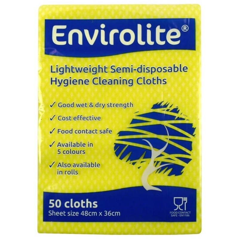 Envirolite Folded Cleaning Cloths Yellow (10x50)