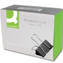 Q-Connect 24mm Black Foldback Clip (Pack of 10) KF01283