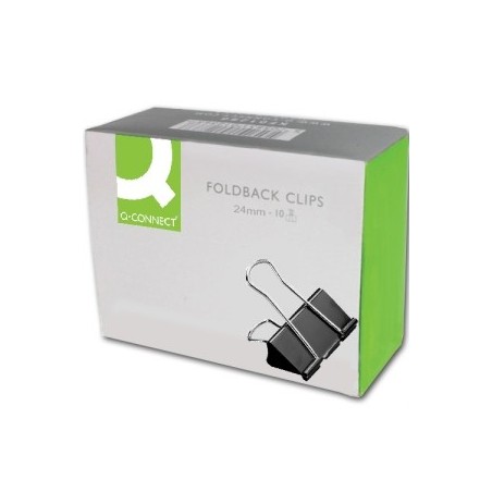 Q-Connect 24mm Black Foldback Clip (Pack of 10) KF01283