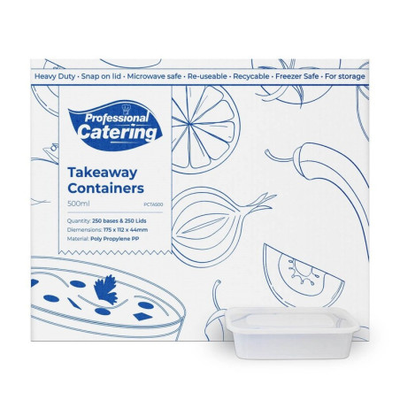 Heavy weight rectangular container with lids 500 ml