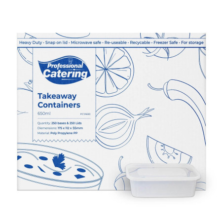 650 ml Heavy weight rectangular container with lids